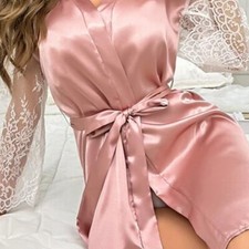 Bathrobe Erotic Lingerie Negligee Nightgown Home Suit Sexy Women's Lace Kimono