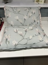 X 2 Laura Ashley Feather filled Magnolia Grove Duck Egg Cushions 21" x 13"