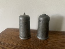 Vintage Hand Hammered My Lady 750 Pewter Salt & Pepper Pots Shakers Made In UK
