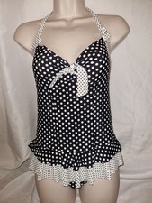 Gorgeous black white KELLY BROOKS swimming bathing costume Swimdress suit size 8