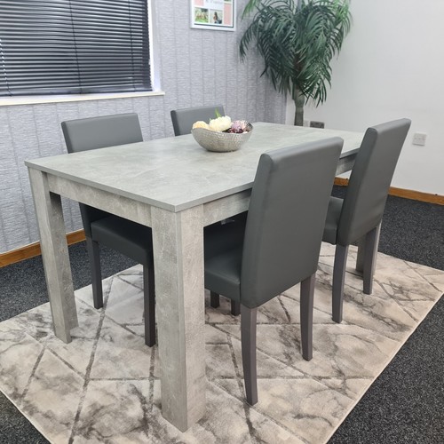 Grey dining table and - 4, chairs