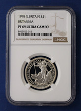 1998 Royal Mint 1/2oz Silver Proof Britannia £1 coin NGC Graded PF69 Ultra Cameo