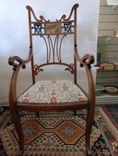Late 19 To early 20th C. Jugendstil Inlaid Mahogany Occasional Chair