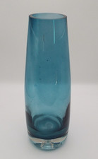 TEAL BLUE TAPERED 28 cm GLASS VASE