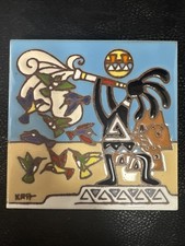 Vtg Arizona Tile Trivet Earthtones Kokopellis Red Quarry Tile 6”x6”