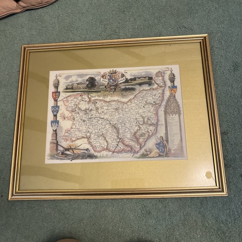 Framed suffolk map - framed,