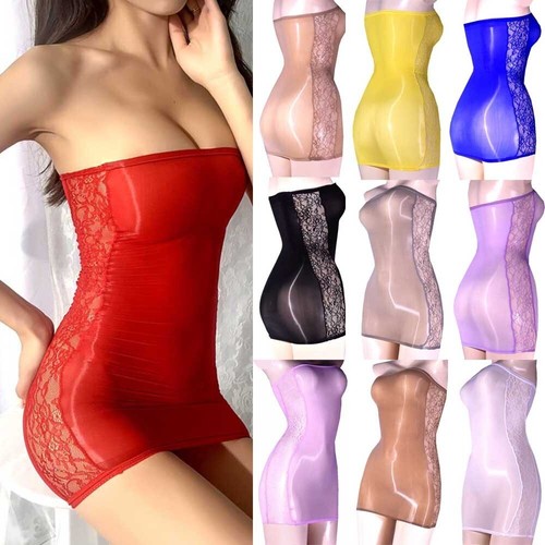 Women oil shiny bodycon dress - shiny,