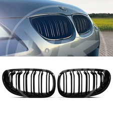 M SPORT LOOK GLOSS BLACK DOUBLE BAR KIDNEY GRILLE FOR BMW 5 SERIES E60 E61 04-10