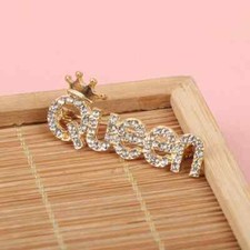 Rhinestone Queen Brooches For Women Crown Letters Party Office Brooch Pins