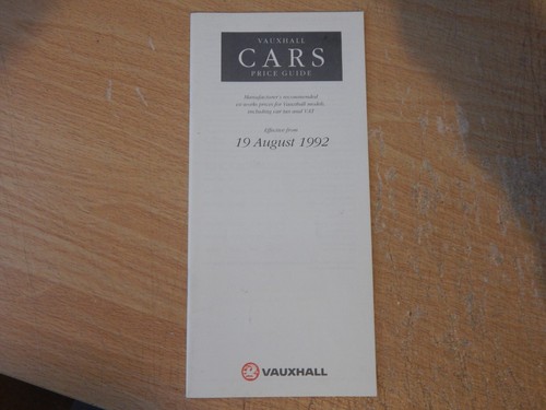 Vauxhall price guide - guide, (price