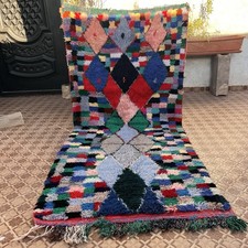 Authentic Handmade Moroccan  Berber Rug -Runner  Rug-Boho-Wool & Linen 100x210cm