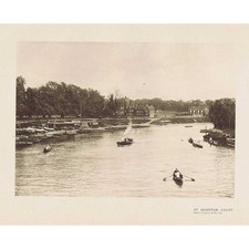 HAMPTON COURT Rowing Boats on the Thames - Antique Photogravure Print 1902
