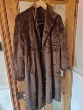 Vintage Faux Fur Ladies Lined Long Dark Coat,, medium 12-14-16 ,44" chest 