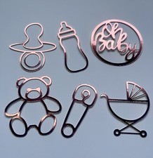 12 Baby Shower Gender Reveal Metallic Glitter Cupcake Cake Toppers Oh Baby