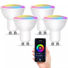 4-Pack Smart Wifi GU10 RGBW LED Bulbs 9W Dimmable App Control 