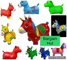 KIDS SPACE HOPPER INFLATABLE UNICORN HORSE RIDE JUMPING BOUNCY ANIMAL WITH SOUND