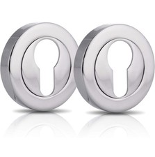 2 Pack Euro Escutcheon Keyhole Covers – Polished Chrome Door Lock Protectors