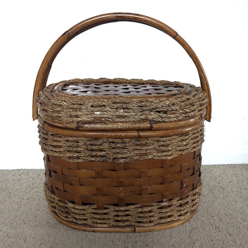 Vintage bamboo picnic basket - vintage,