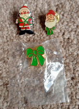 3x MacMillan Charity Enamel Pin Badges Bundle - SANTA FATHER CHRISTMAS & Bow