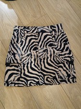 Topshop Tiger  Zebra Mini Skirt Combat Pockets Size 8