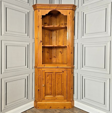 Antique Pine Corner Display Cabinet Cupboard Rustic Farmhouse Shelf Shelves