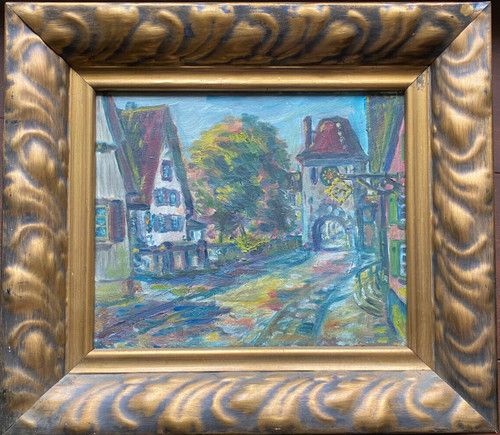 Oil painting colorful street - colorful,