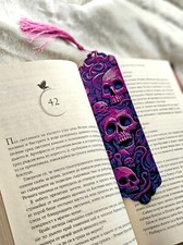 Magenta Skullture Bookmark Bold Gothic Design Unique 3D Printed Bookmarker Art
