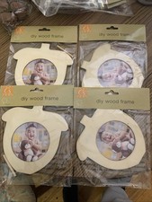 (4) Wooden Apple Photo Frames