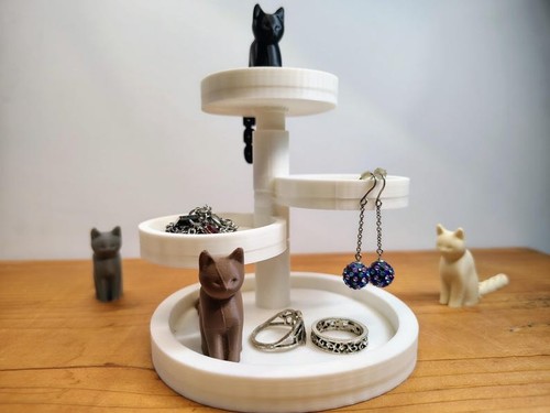 Printed cat jewelry holder - 3d,