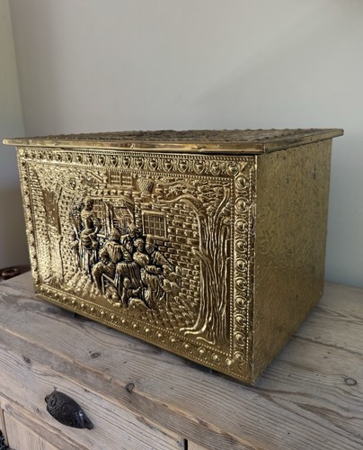 Vintage brass clad - brass, wood