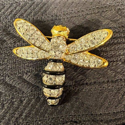Signed swarovski bee pin gold - signed,