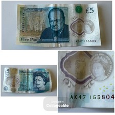 AK47 £5 Note Genuine Banknote GBP Five Pound Note RARE Serial Number AK47 155804