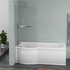 White P Shape Shower Bath 1675