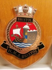 Vintage Royal Navy Wall Shield H.M.S. BRISTOL. served in the Falklands war. 
