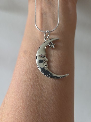 Silver tone moon necklace - tone,