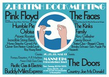 23 inches x 33 inches 1972 Festival Poster Faces Kinks Doors