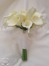 Wedding flowers Bouquet Calla lily Bride Groom crystal Buttonhole