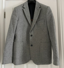 Fisk Of Oslo, Slim Fit, 20% Wool, Grey Blazer, 42R