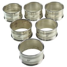 A vintage set 6X engine turned silver plated Napkin Rings C.20thC