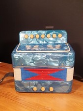  Accordion Children's Kids Toy Small Blue Musical Instrument Working