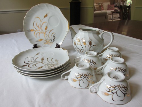 11pc set lefton china wheat - lefton,