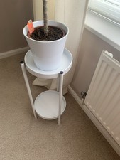 White Metal Plant Stand  ( 2 Shelves)