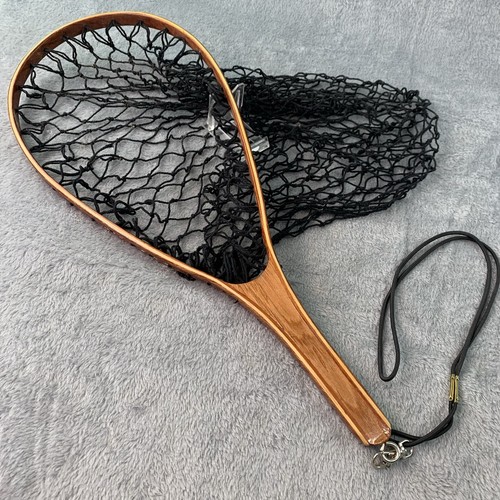 Vtg wooden fishing net fly - wooden,