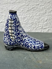 Antique Spongeware Boot Flask