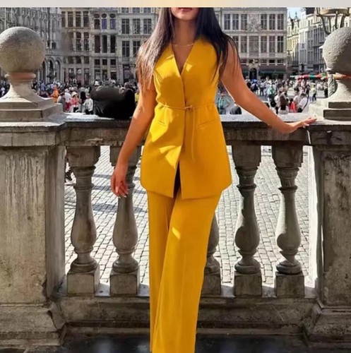 Zara mustard belted vest - zara,