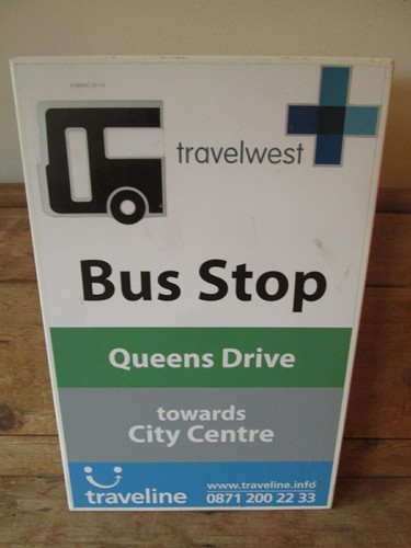 Bus stop sign metal - sign.,