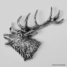 Roaring Stag Head Pewter Pin