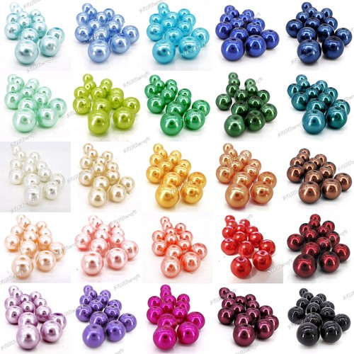Glass pearl beads - pearl, 6mm