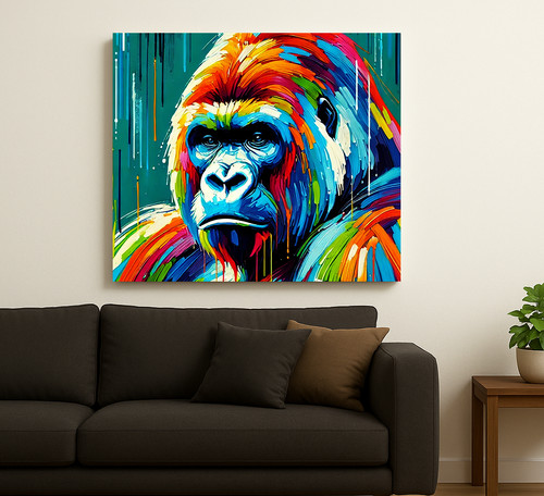 Vibrant gorilla canvas - canvas, –