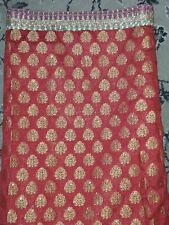 half red half gold silk with net material saree